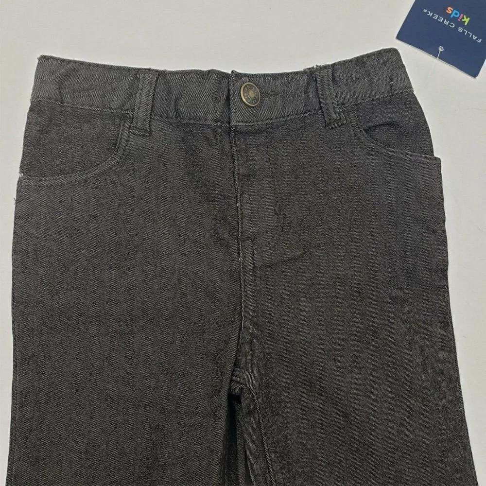 Falls Creek Kids Boys Twill Jeans Size 24 Months Black/Gray Pockets Straight Leg